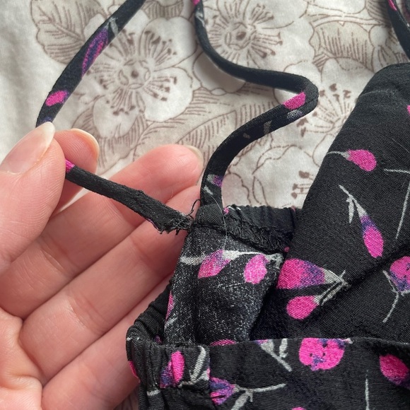 Neon Blonde Bardot Rosebud Ditsy Floral Babydoll Tie Strap Slip Dress Small Boho - Picture 13 of 13